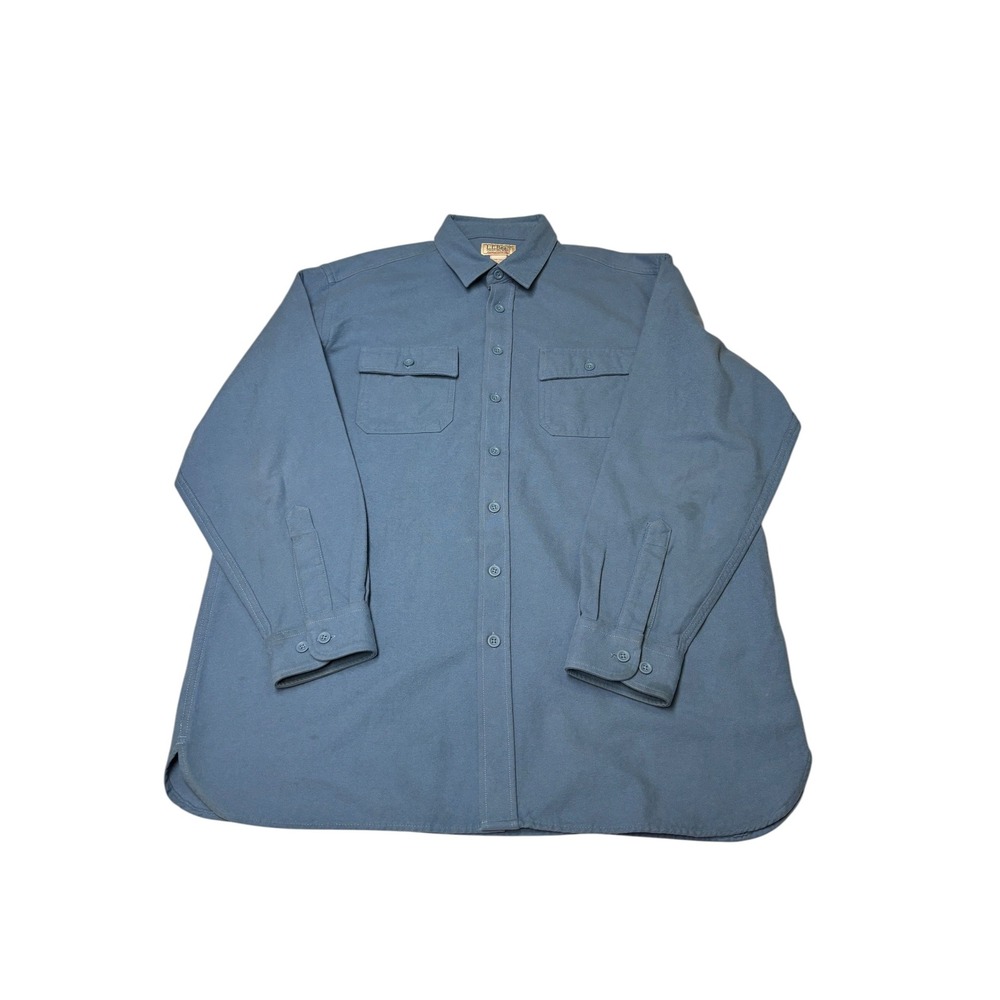 LL Beanβ Chamois Cloth Shirt Mens XL Tall Blue Heavyweight Cotton Button Down